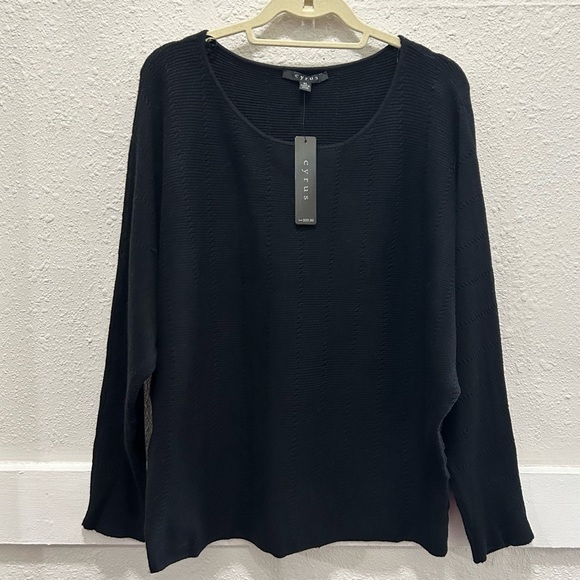 Cyrus Black Scoop Neck Dolman Sleeve Sweater NWT XL - Picture 1 of 6